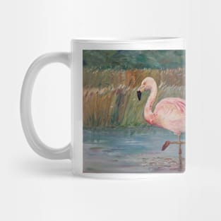 Pink flamingo on the Muga River Mug